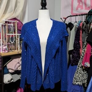 Gorgeous Anne Klein Sparkly Blue Cardigan Sweater